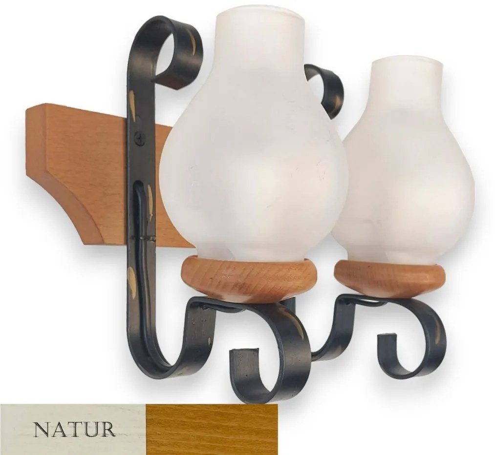 Aplica de perete rustica fabricata manual din lemn Vela WOOD-VE-AP2