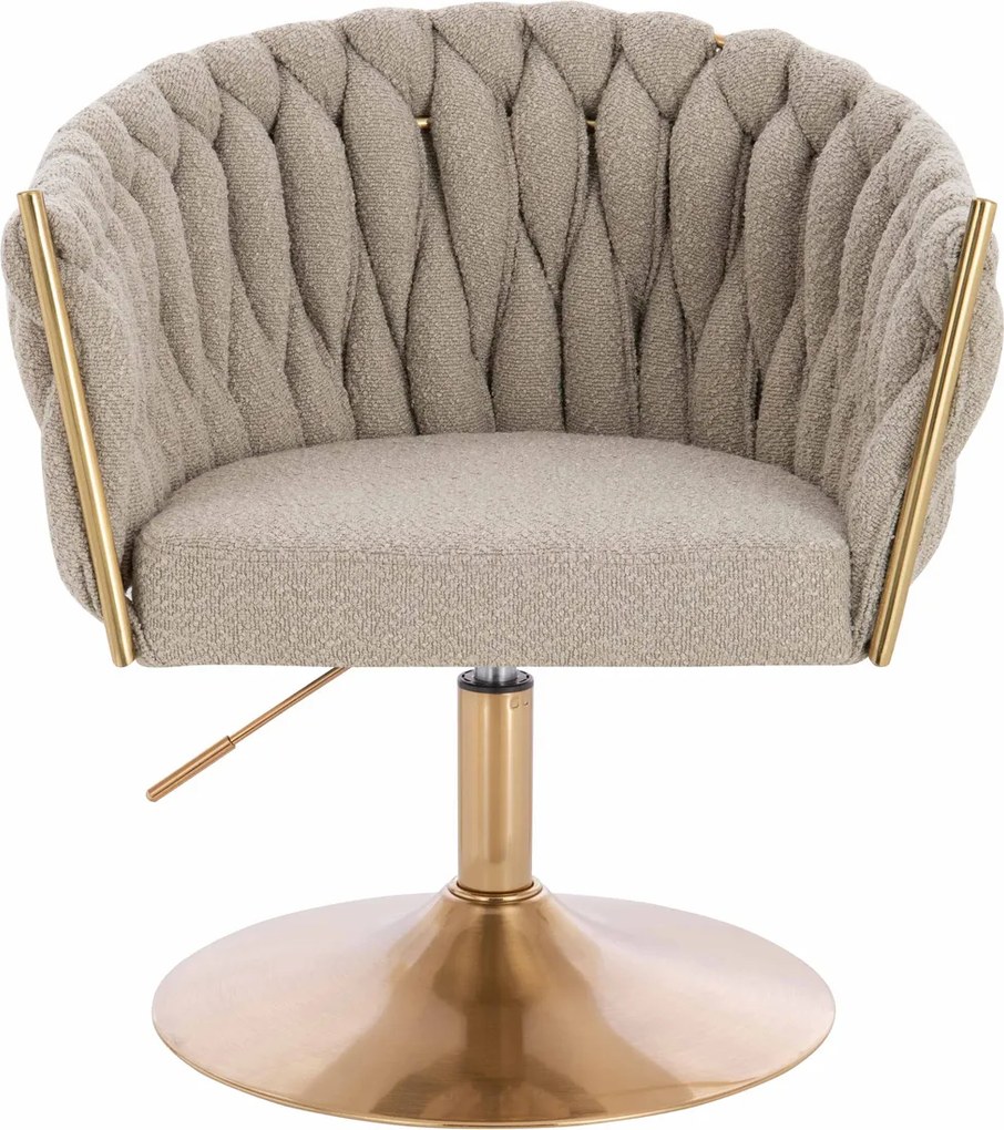 HR750N Scaun Latte Boucle cu Bază Aurie