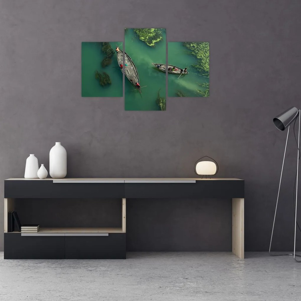 Tablou - Pescarii de pe râu (90x60 cm)