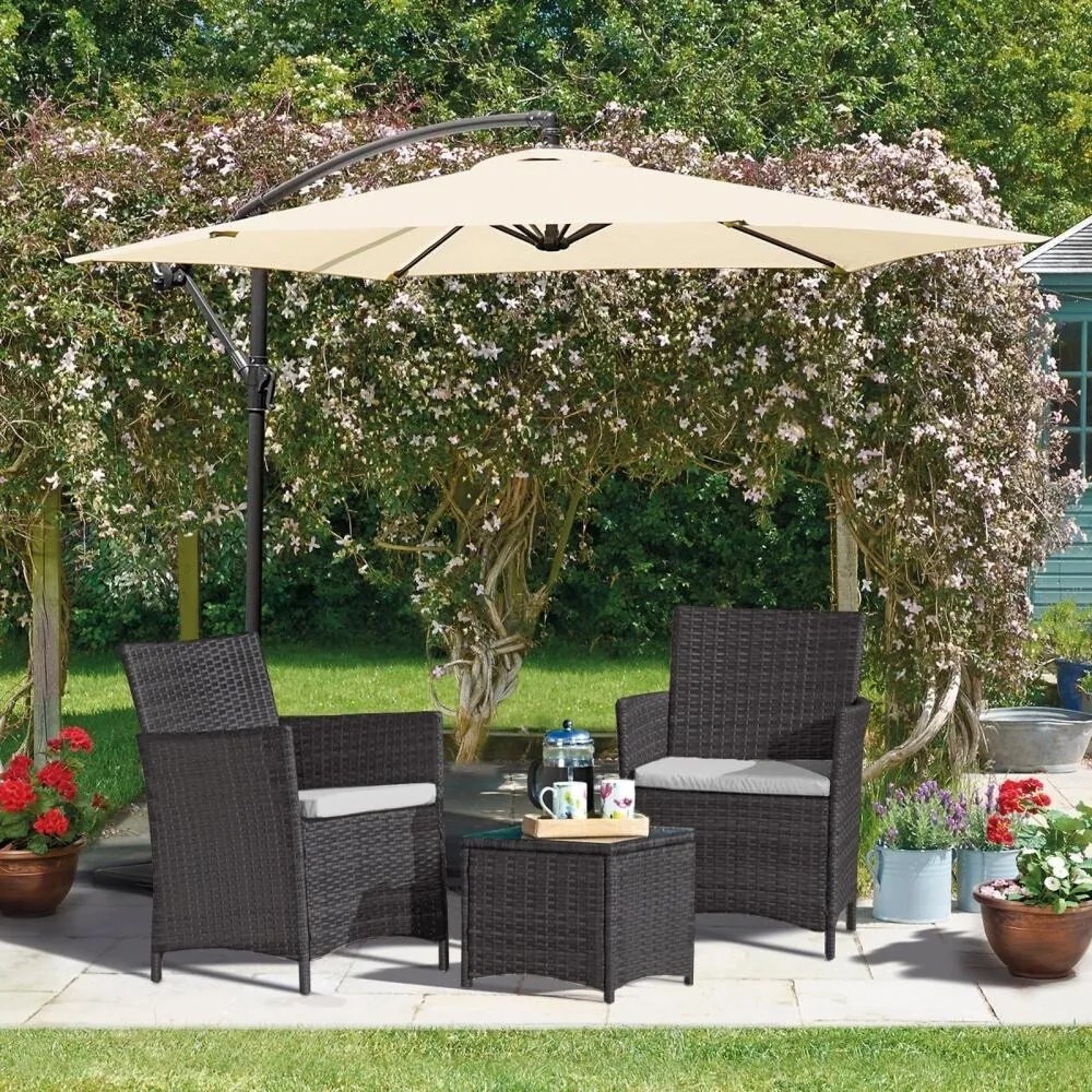Set de mobilier din ratan Avenberg Veneto,negru/gri