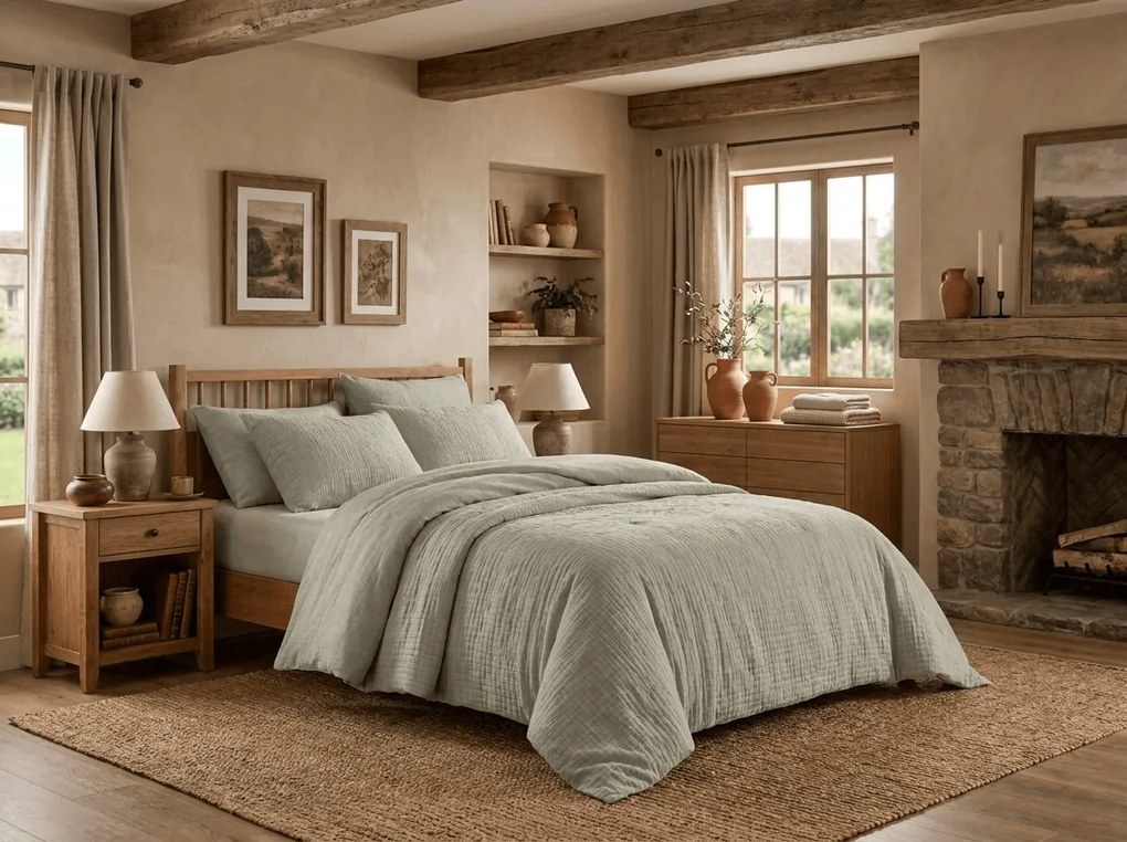 Lenjerie de pat din muselin dublu AVESSO verde Dimensiune lenjerie de pat: 2 buc 70 x 90 cm | 200 x 200 cm