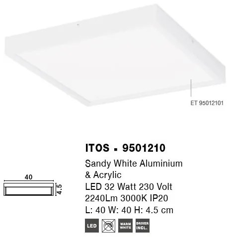 Plafoniera LED design minimal ITOS 40x40cm