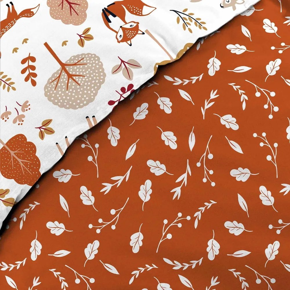 Lenjerie de pat pentru copii albă-teracotă din bumbac pentru pat de o persoană 140x200 cm Roxy – douceur d'intérieur