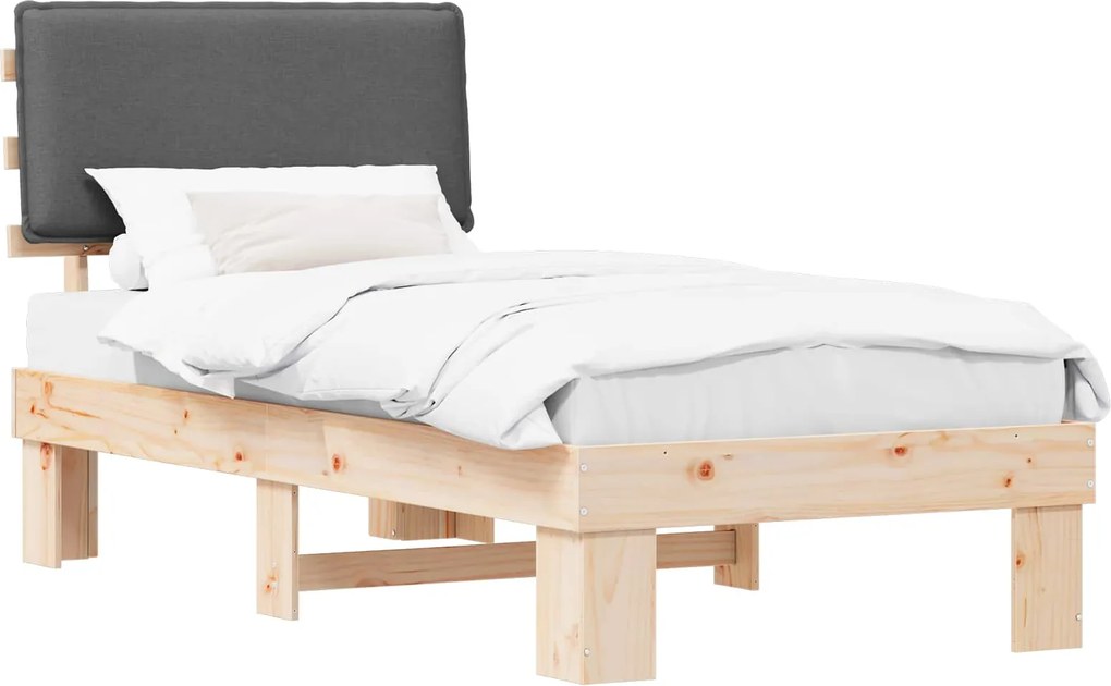 vidaXL Cadru de pat cu tăblie tapițată Gri închis 90 x 190 cm