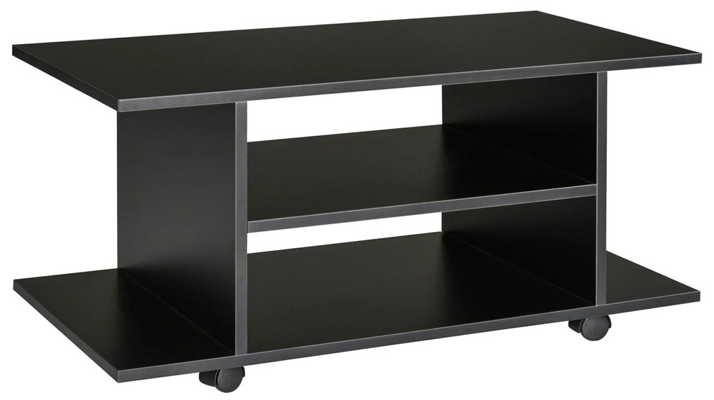 Mobilier Pentru Tv in Lemn cu Roti HOMCOM, Negru,40x40x80cm| Aosom RO | Aosom Romania