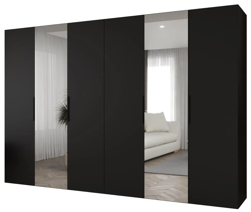 Dulap de haine 300 cm Mirabella 2 (Negru + Negru). 1126440