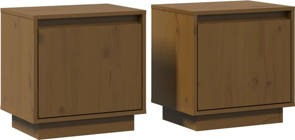 vidaXL Noptiere, 2 buc, maro miere, 40x30x40 cm, lemn masiv de pin