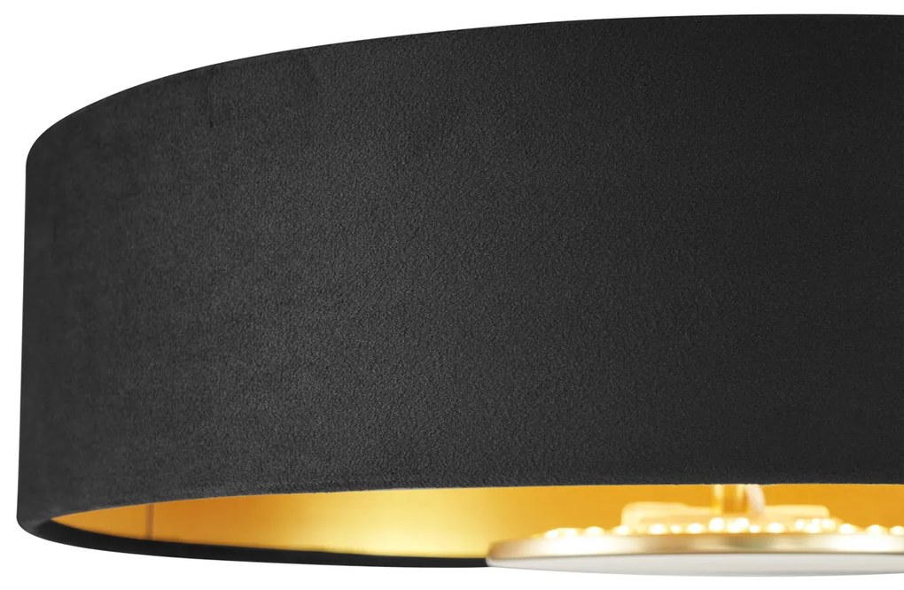Plafonieră modernă neagră cu interior auriu, inclusiv LED cu 3 trepte de intensitate luminoasă - Bredow