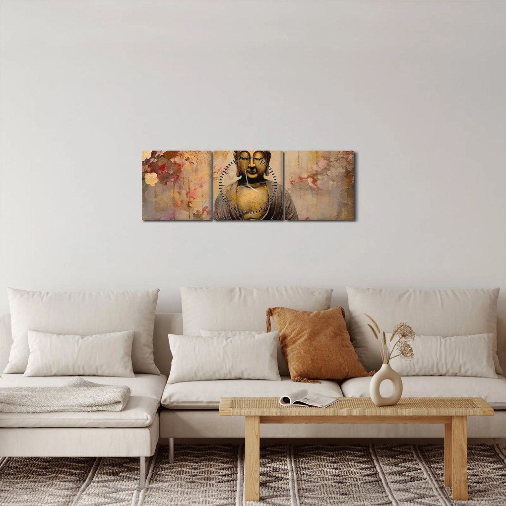 Tablou - Buddha, pictură (cu ceas) (90x30 cm)