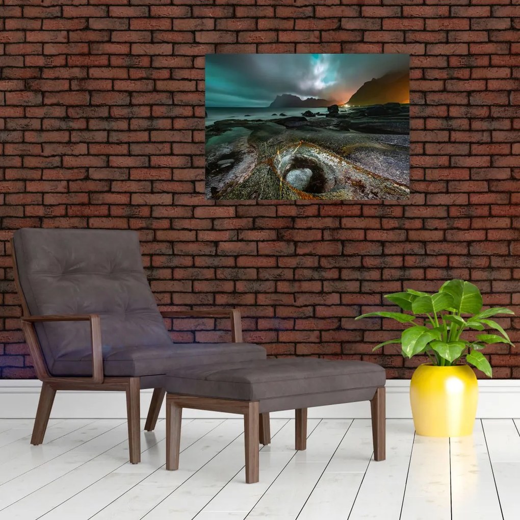 Tablou pe sticlă - Scena de noapte (70x50 cm)