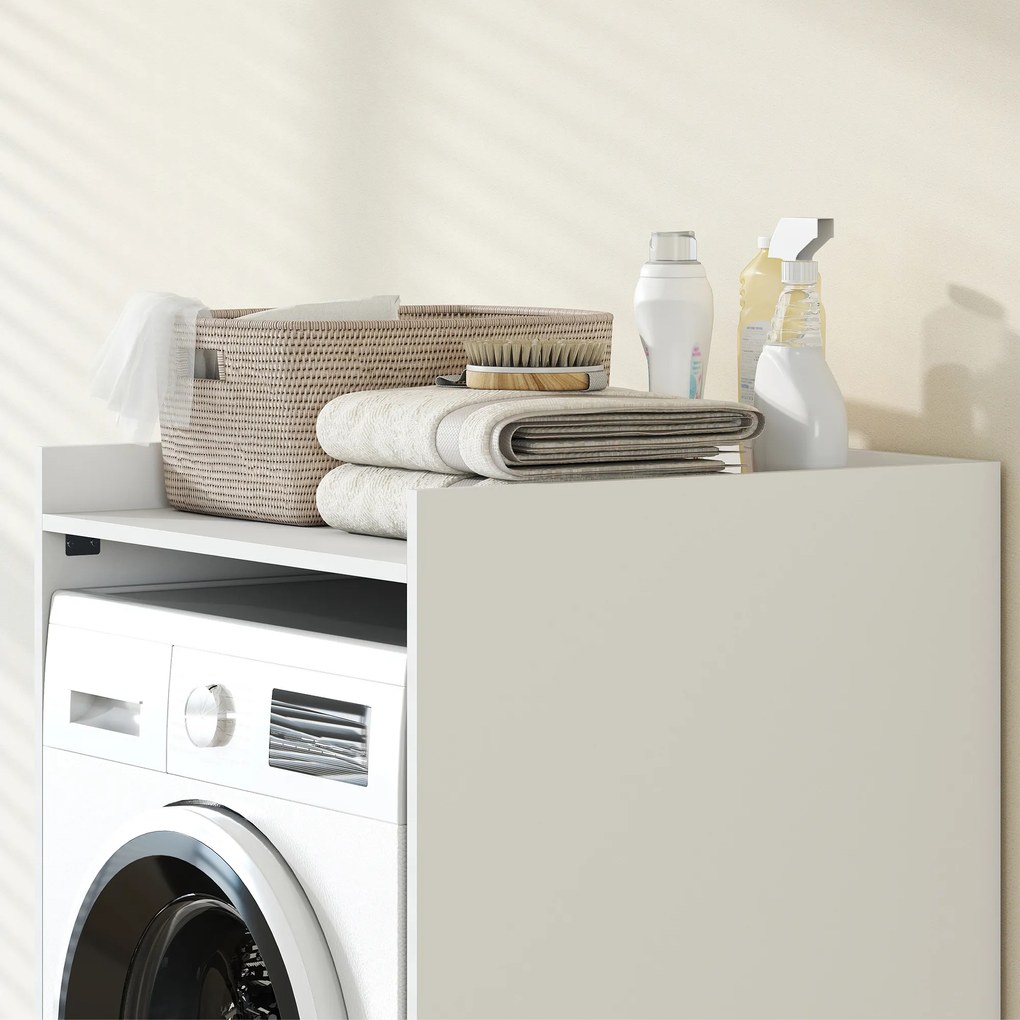 HOMCOM Dulap de baie pentru nișă cu raft deschis, dulap pentru baie, ideal pentru spații mici, 64 x 60 x 97,5 cm, Alb | Aosom Romania