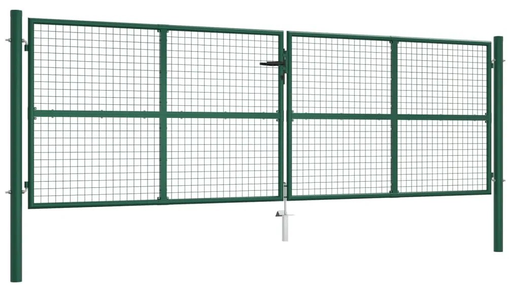 vidaXL Poartă de grădină din plasă, verde, 390 x 125 cm, oțel
