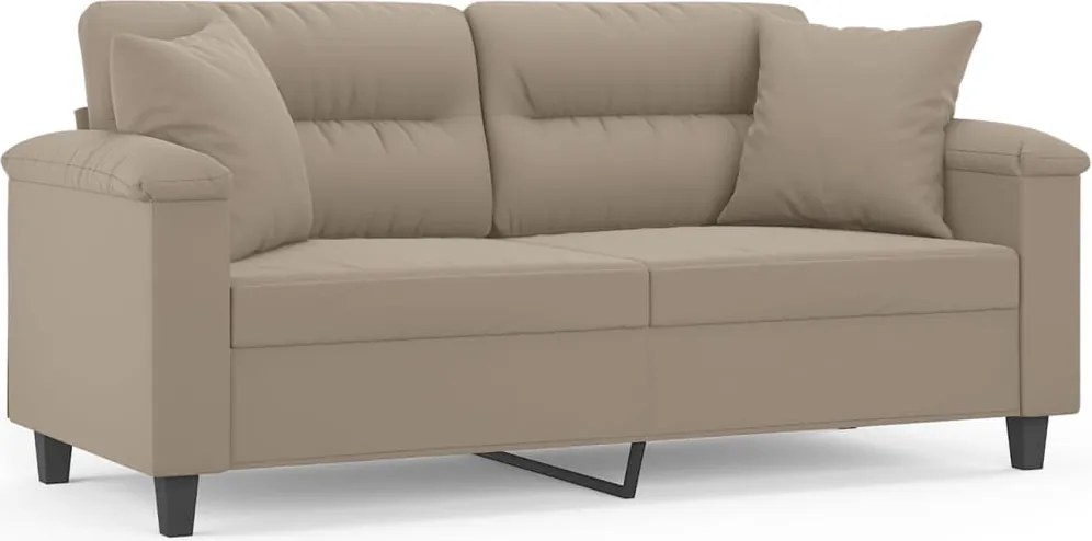 vidaXL Canapea cu 2 locuri, cu perne, gri taupe, 140 cm, microfibră