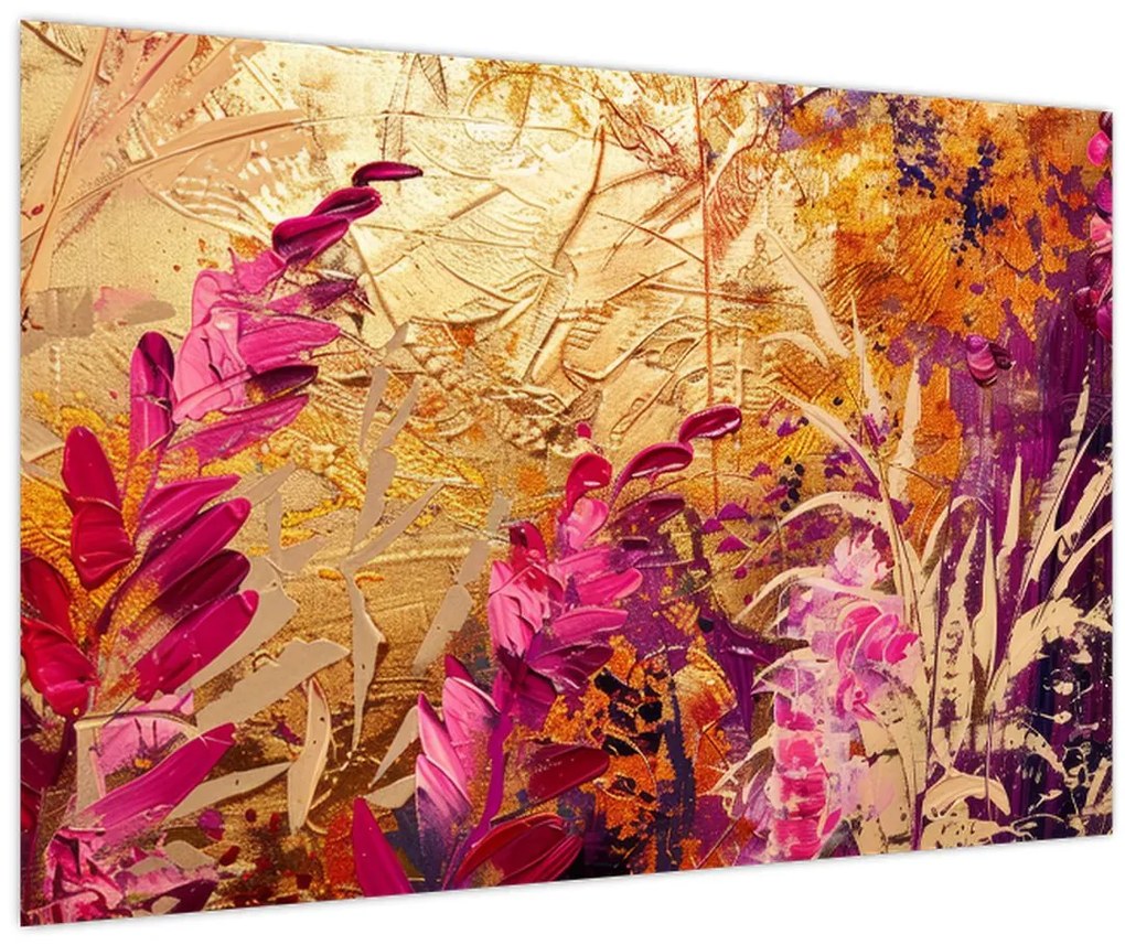 Tablou - Pictură abstractă de flori II. (90x60 cm)