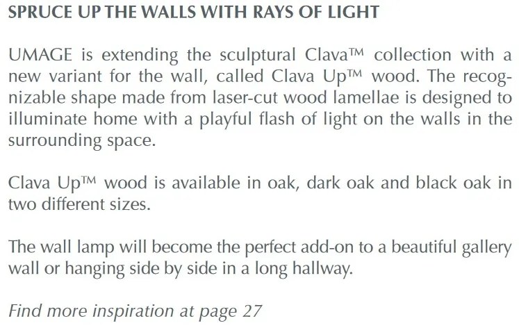 Aplica din lemn, lumina ambientala Clava Up Wood large - oak