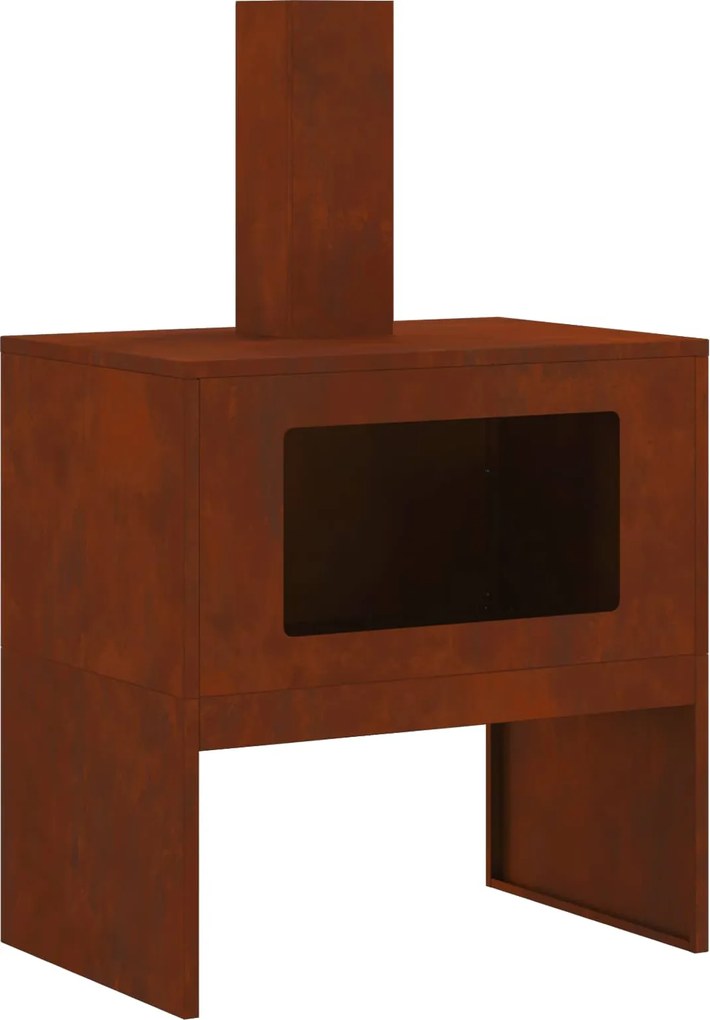 vidaXL Cuptor de foc Maro 60 x 40 x 96 cm Oțel rezistent de intemperii