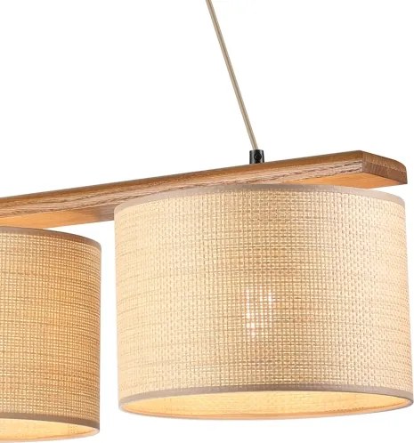 Lustră pe cablu AIDA 3xE27/15W/230V Ø 25 cm stejar/rafie