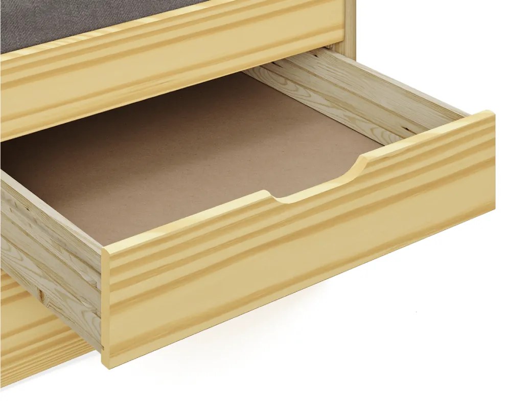 Pat cu pat extensibil, natural, lemn masiv, 90x200, MARINELLA NEW