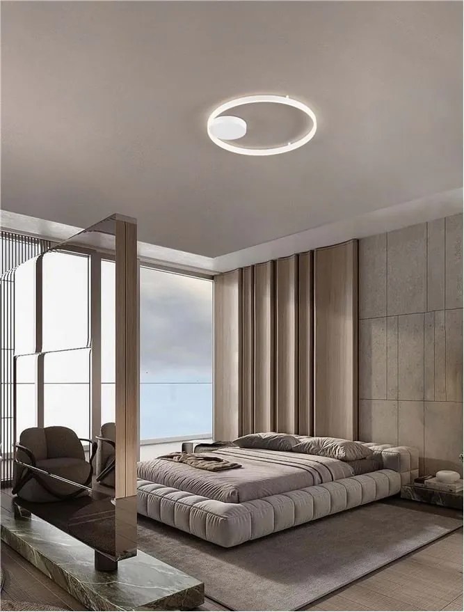 Lustra LED aplicata design modern minimalist HEDRA D-60cm alb