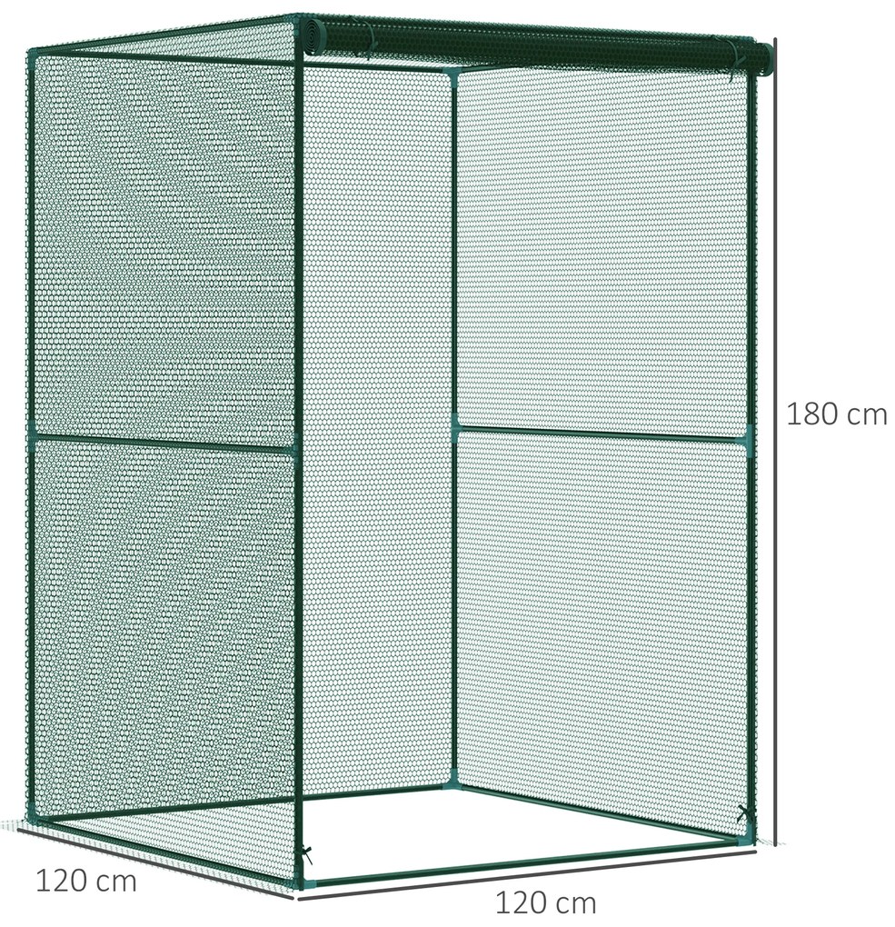 Outsunny Jaula de Cultivo para Plantas 120x120x180 cm cu Ușă Enrollabilă și Structură din Oțel pentru Grădină Terrasă Culoare Verde | Aosom Romania
