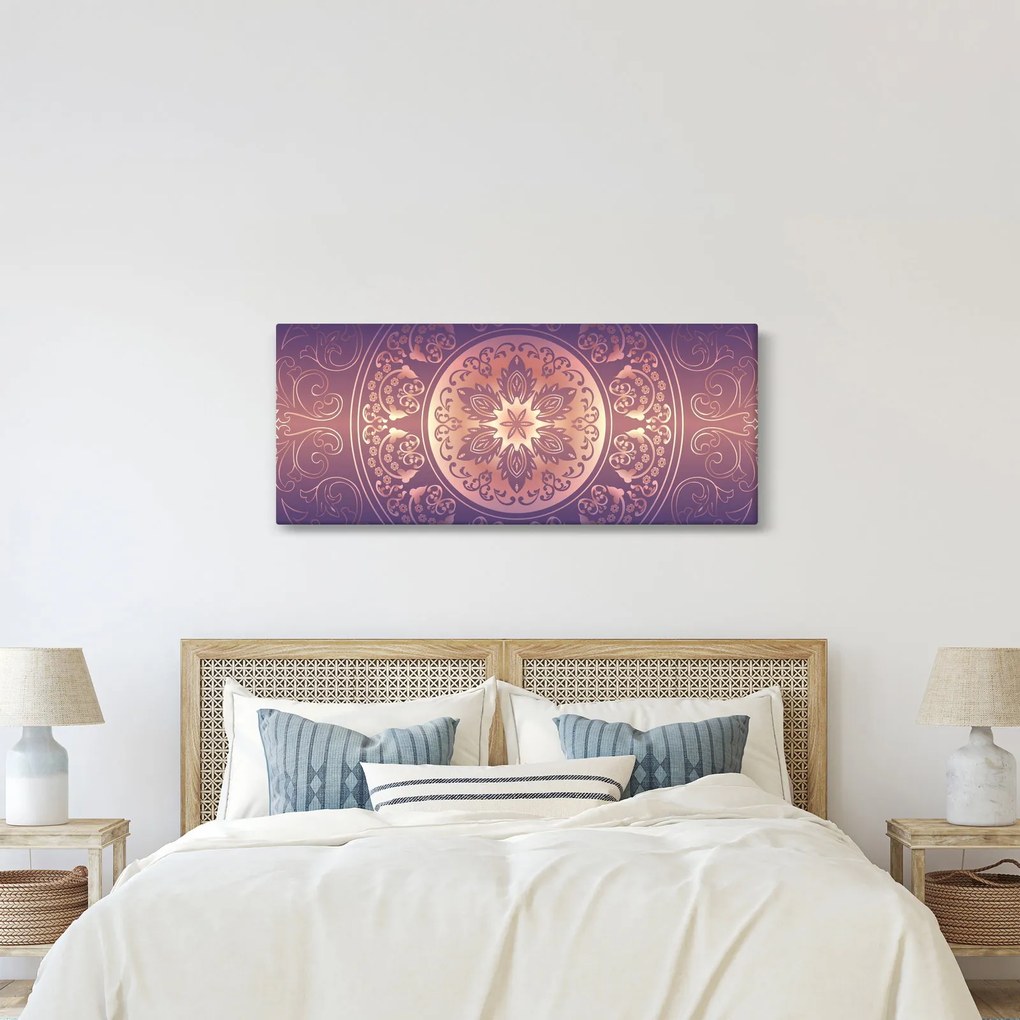 Tablou - Mandala pe gradient violet (120x50 cm)