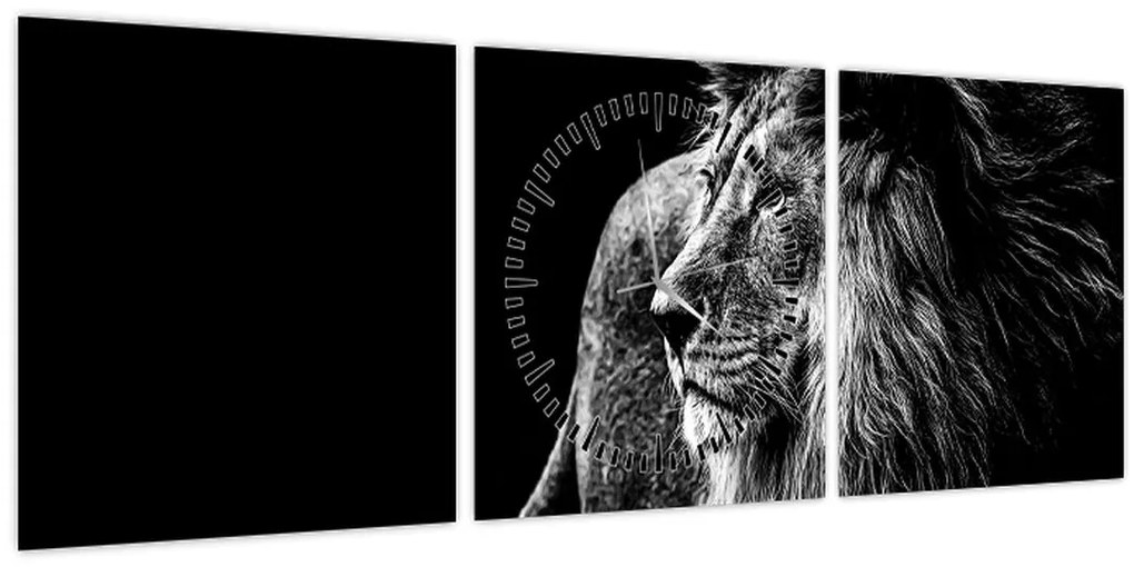 Tablou - Leu, alb și negru (cu ceas) (90x30 cm)