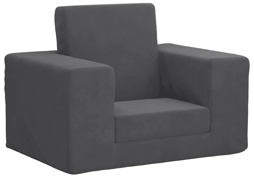 vidaXL Canapea extensibilă pentru copii, antracit, pluș moale