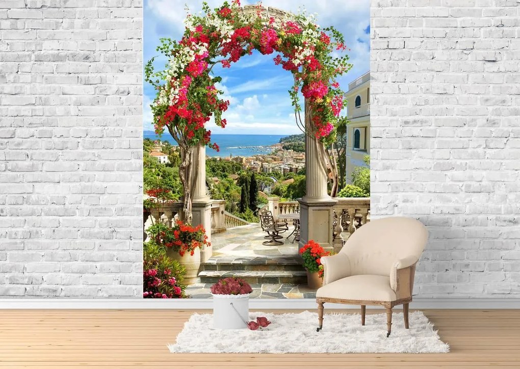 Fototapete, Un balcon arcuit cu flori Art.050005