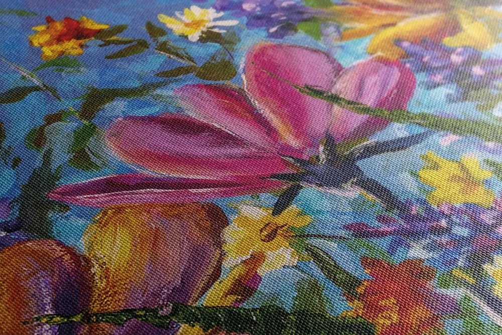 Tablou flori colorate într-o pajiște