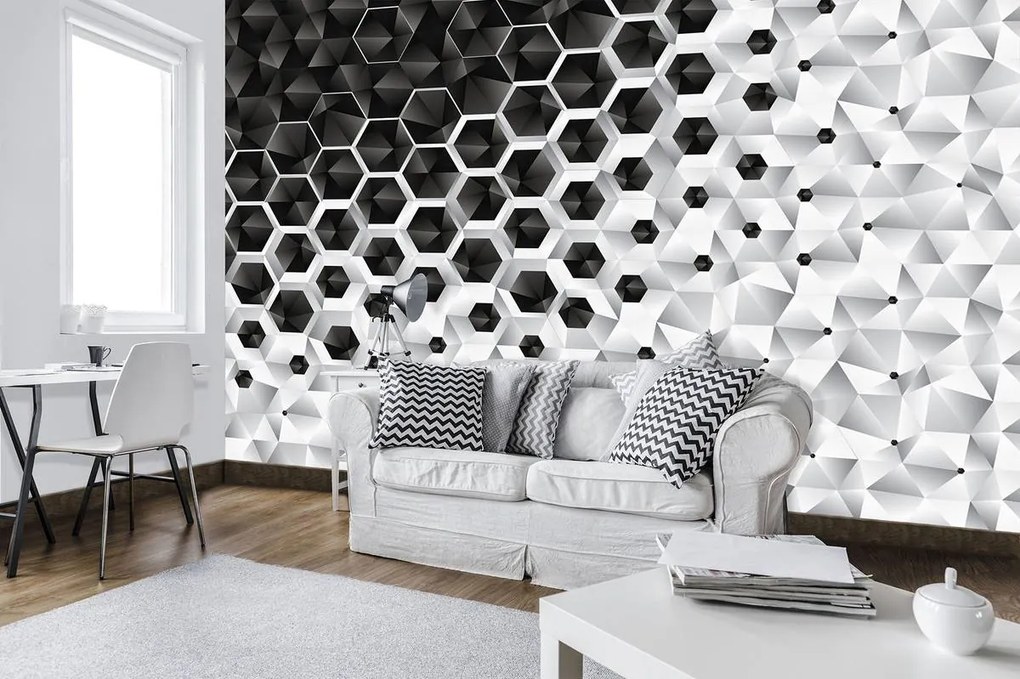 Fototapet - 3D hexagon (254x184 cm)