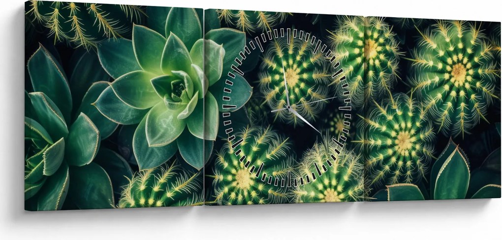 Tablou - Cactuși (cu ceas) (90x30 cm)