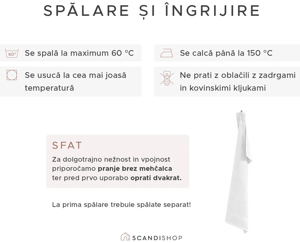 Prosop CLARYSSE ELEGANCE 60x110 cm alb, 100% bumbac