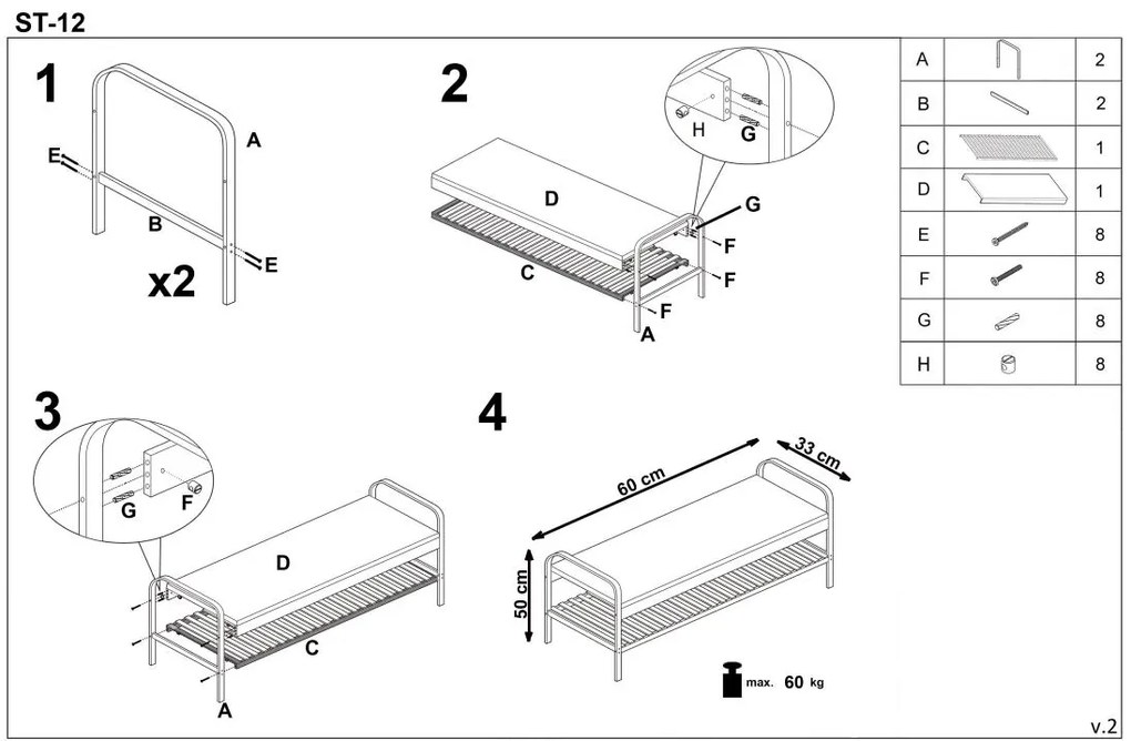 Banca Culoare Gri constructie din Bambus, ST12