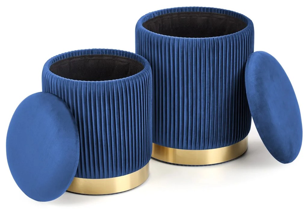 Set tabureti tapitati Monty Albastru / Gold