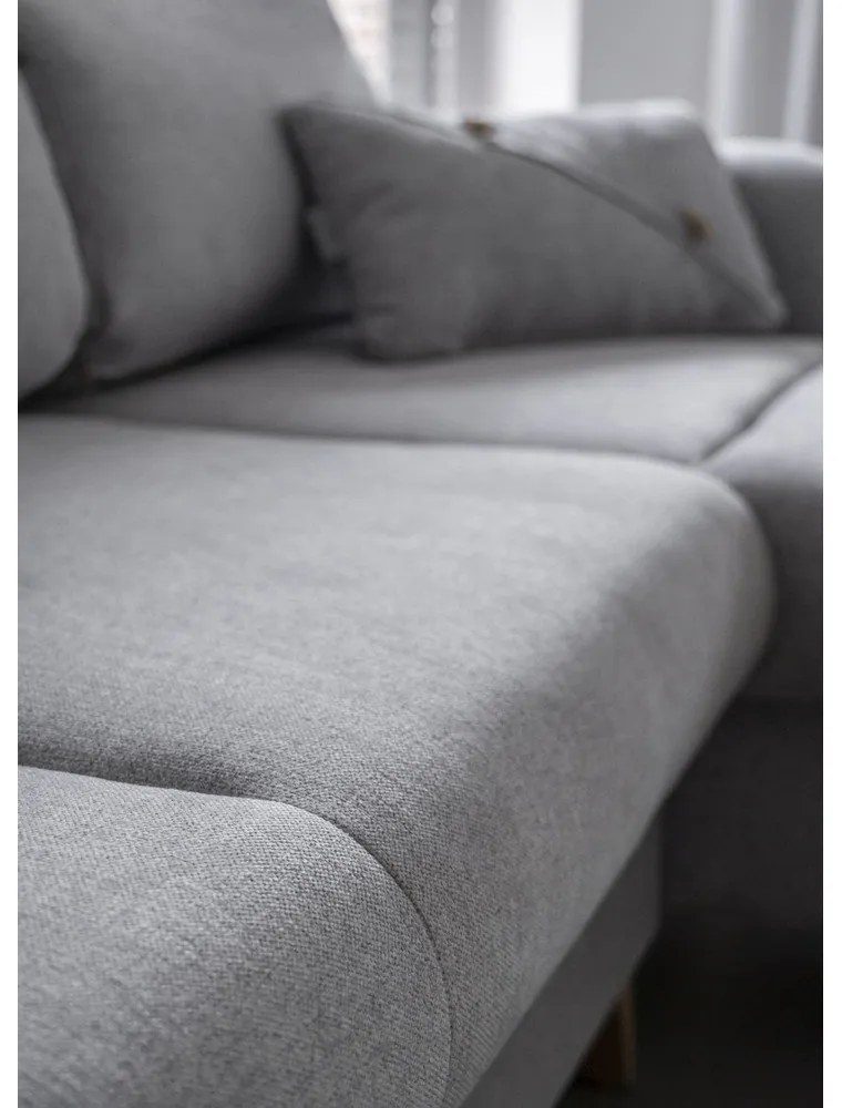 Colțar extensibil cu șezlong pe partea dreaptă Miuform Scandic Lagom, gri deschis