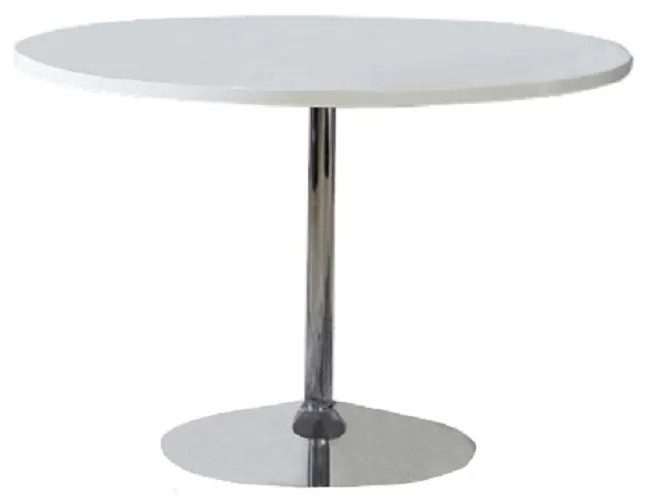 Masa blat rotund din mdf alb si picior crom argintiu Aulin 100x75 cm Elegant DecoLux