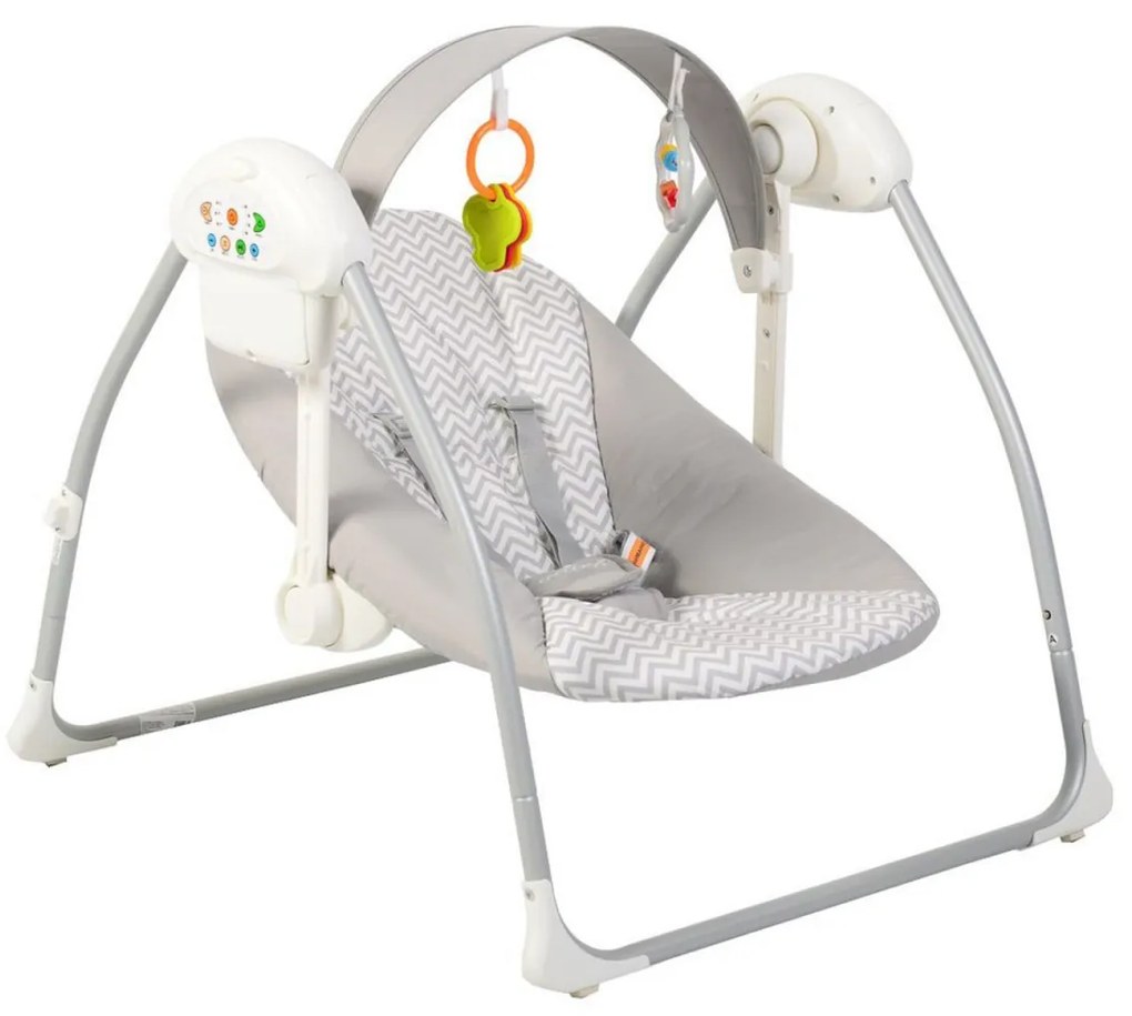 Balansoar Pentru Bebelusi cu conectare la priza NOVOKIDS ™ Party Swing , Multifunctional, Pliabil, 3 Viteze Leganat, Husa Lavabila, 8 Melodii cu