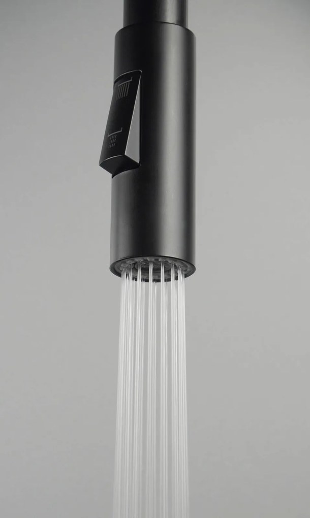 Pipa flexibila pentru baterie bucatarie, cu 2 functii, negru, Deante Luno Negru