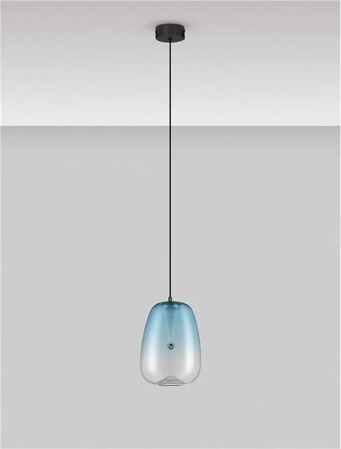 Pendul LED modern, Metal, Sticla, Albastru deschis, OBLO
