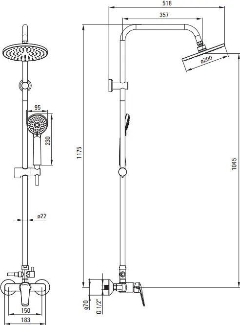 Coloana de dus finisaj negru din seria Boro Black NER_N1RK