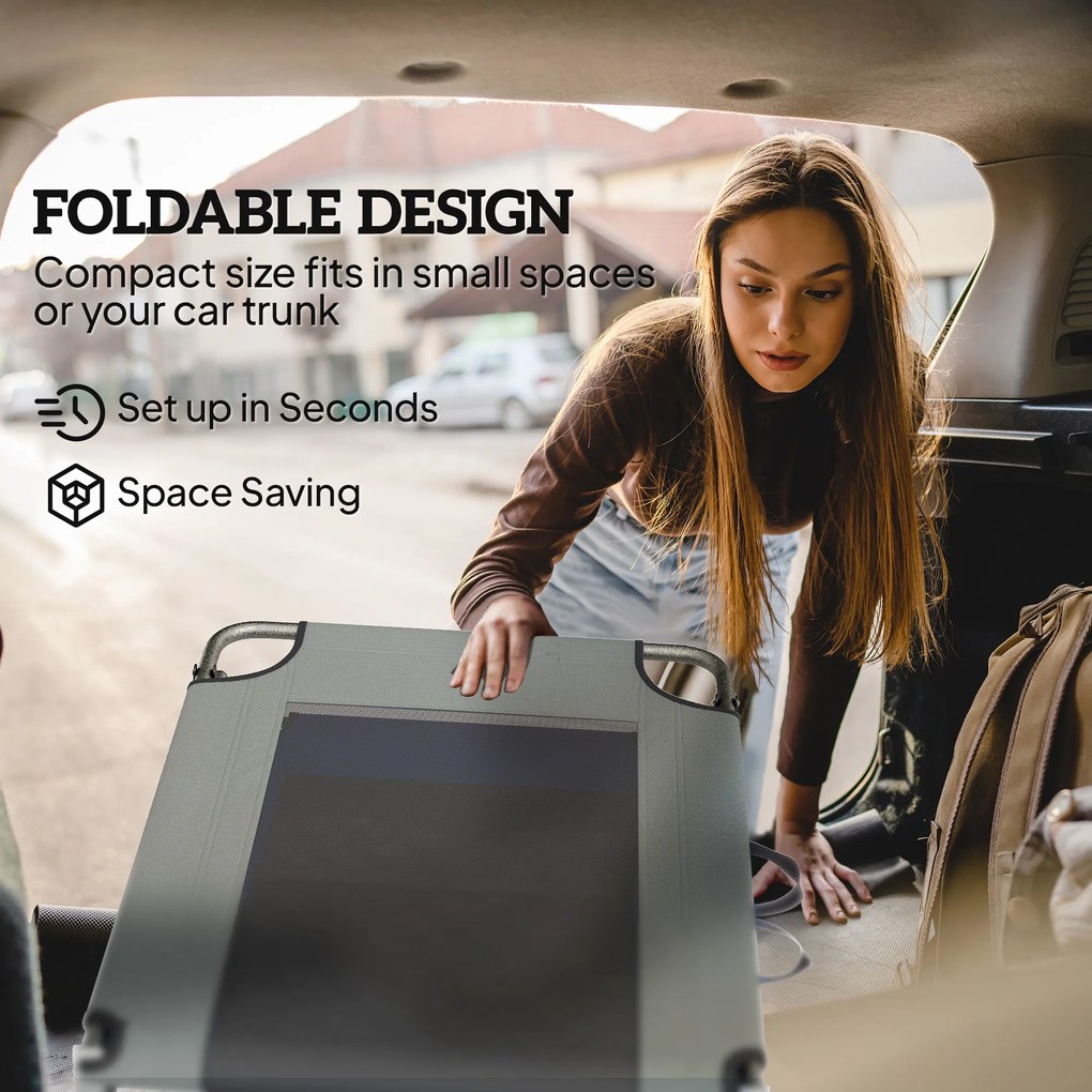 Outsunny Șezlong de Exterior Reglabil 4 Poziții, Scaun Pliabil cu Mâner, Gri. | Aosom Romania