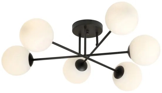 Lustră pe tijă ROMA 6xE14/10W/230V negru/alb