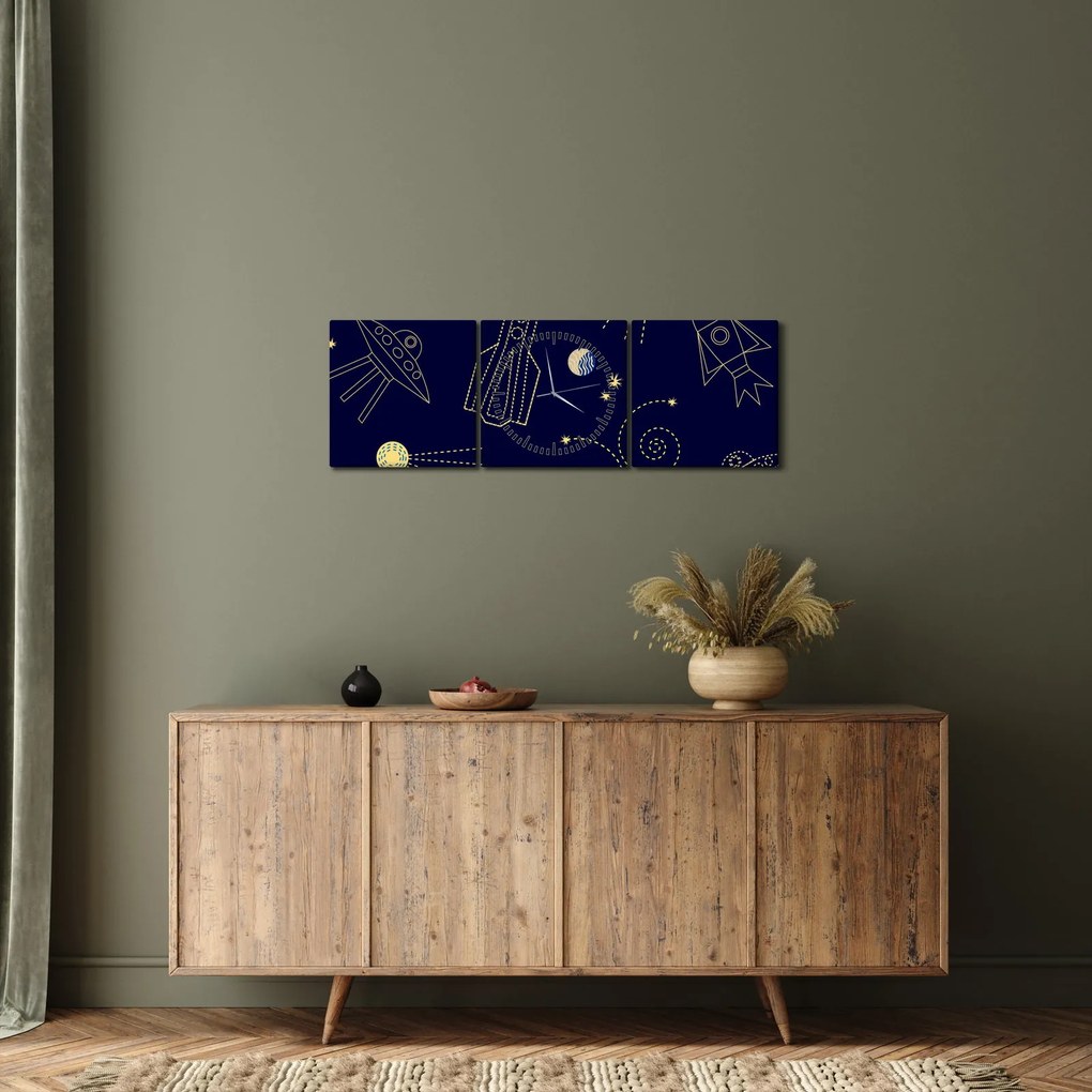 Tablou - Universul (cu ceas) (90x30 cm)