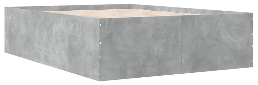 3280947 vidaXL Cadru de pat, gri beton, 135x190 cm, lemn prelucrat