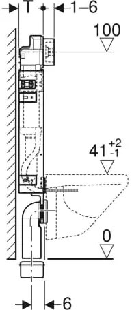 Rezervor incastrat Geberit Delta Kombifix, 108 cm, pentru vas wc suspendat - GEB110.100.00.1