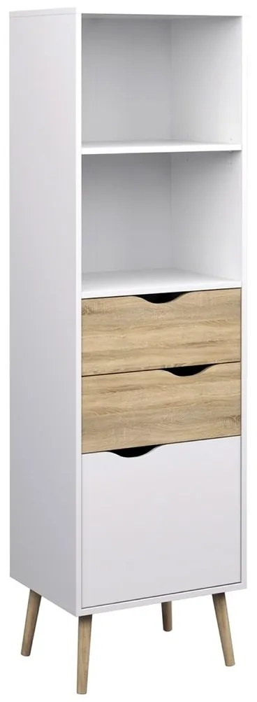 Raft cu polițe Retro II, alb / stejar sonoma