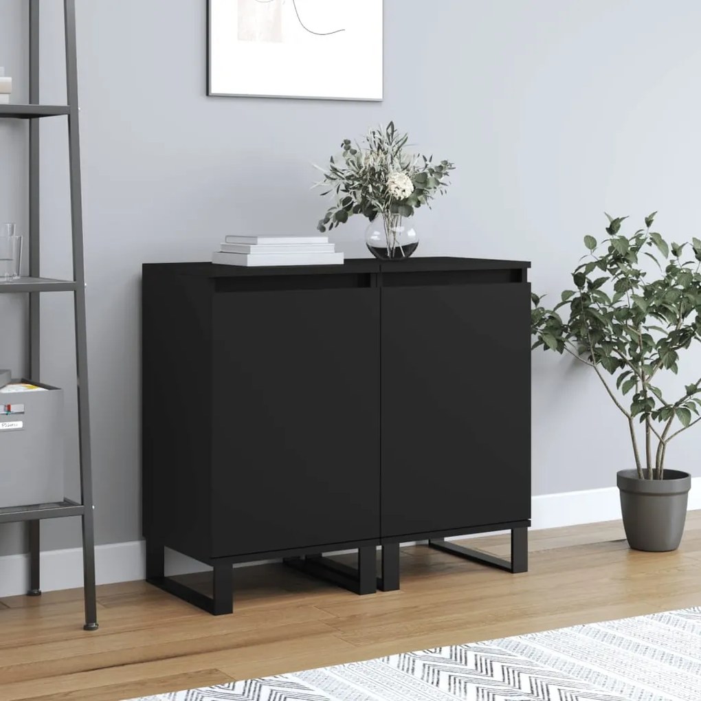vidaXL Dulapuri, 2 buc., negru, 40x35x70 cm, lemn prelucrat