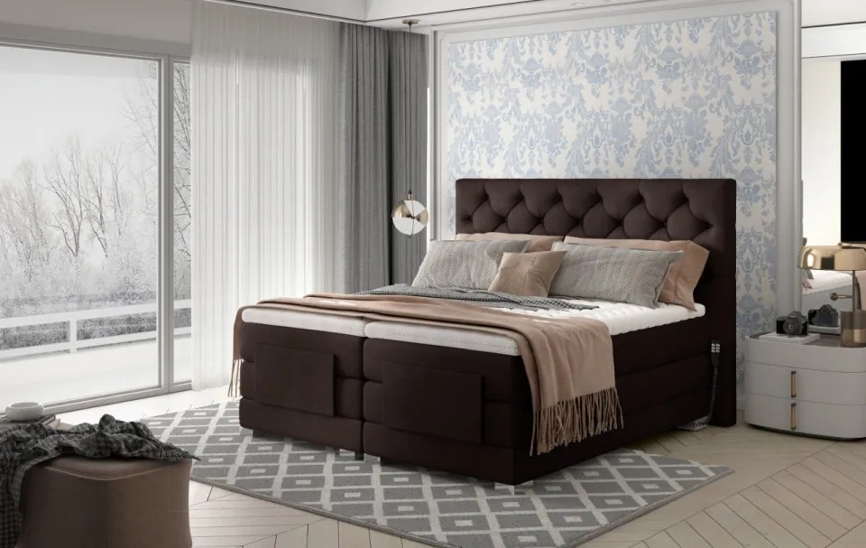 Pat tapitat, boxspring, cu reglaj electric, 180x200 cm, Clover 182, Eltap (Culoare: Negru - Matt Velvet 99)