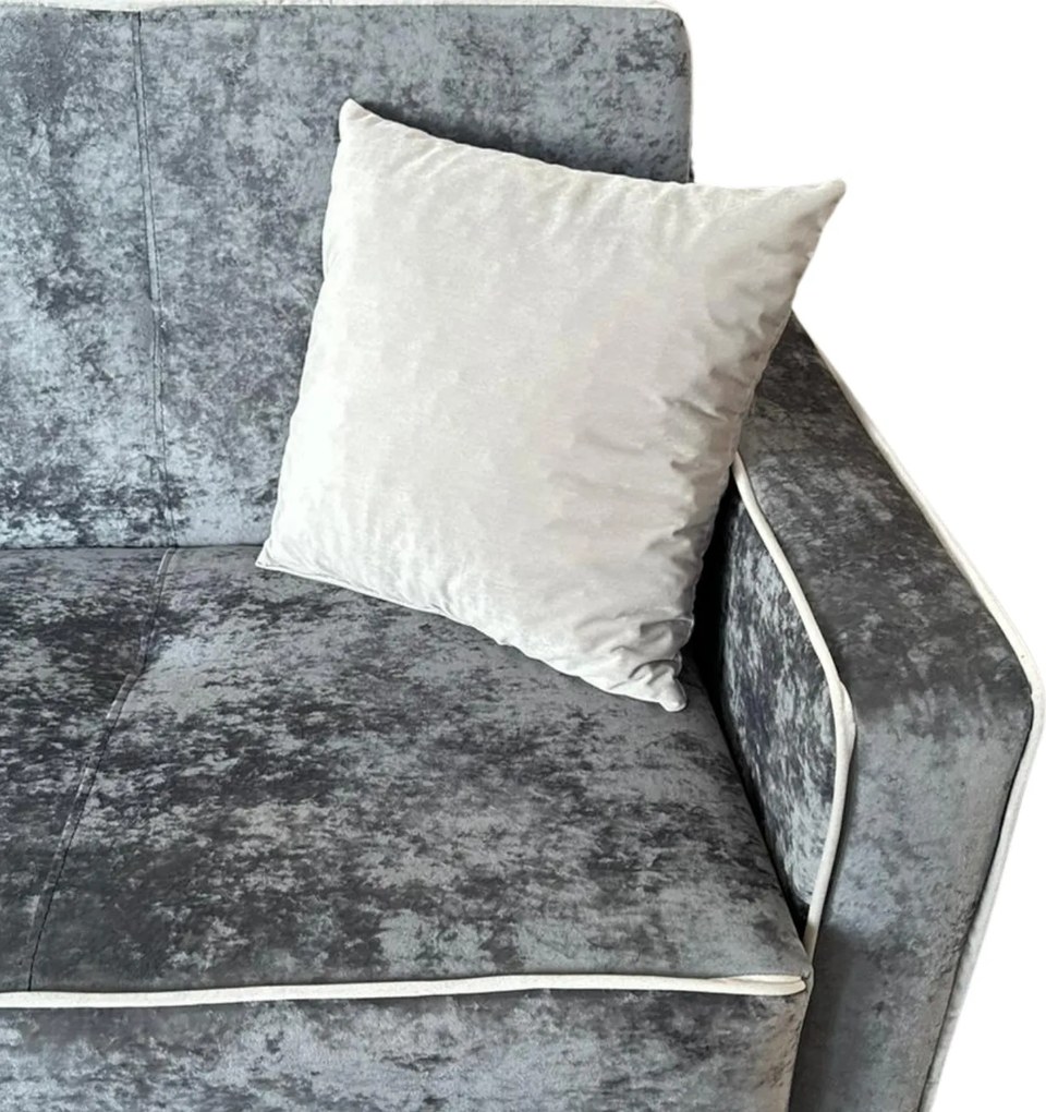 Fotoliu SAMY NEXT extensibil, cu lada de depozitare, stofa gri inchis cu gri deschis , cadru metalic, 103x100x92 Catifea plusata, Gri