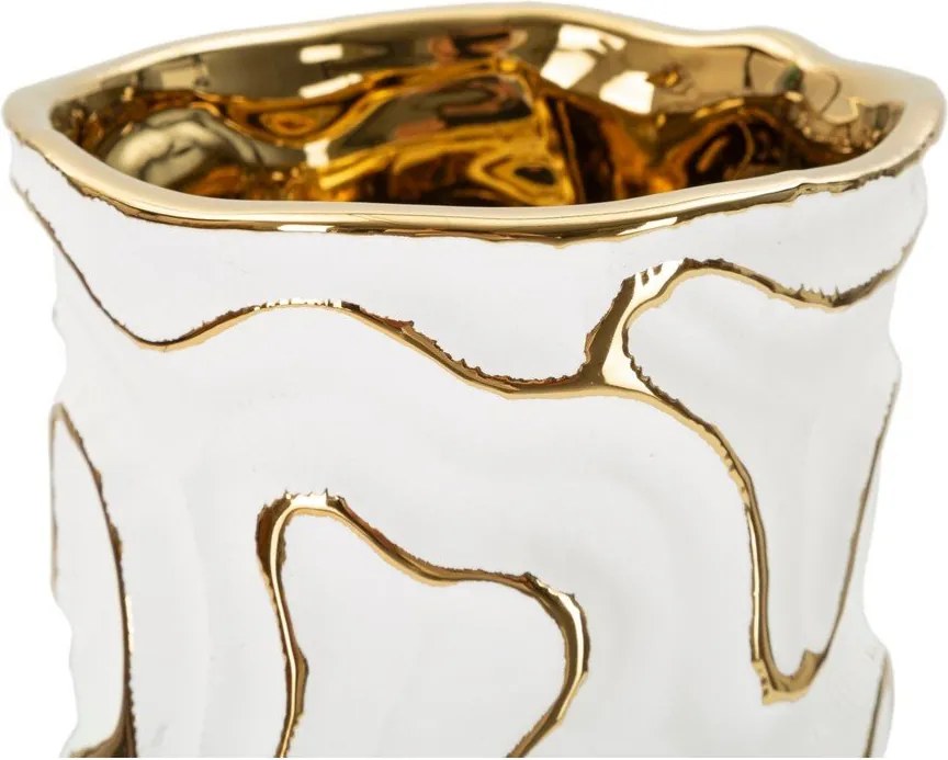 Vază albă-aurie din ceramică (înălțime 25 cm) Adore – Mauro Ferretti